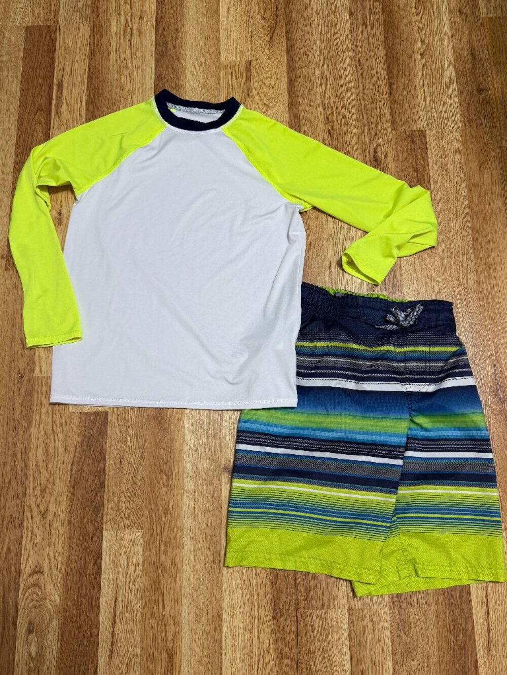 Lands' End Rash Guard L 10-12 & ZeroXposur Swim Trunks M 10/12